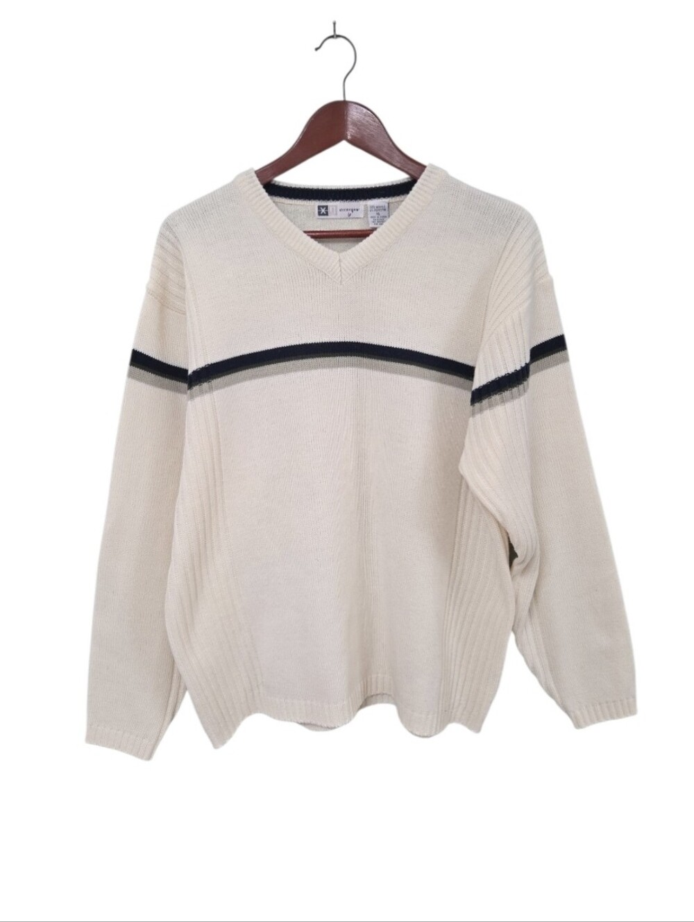 Vintage Xtremegear Y2k Mens V Neck Stripe Sweater Size XL Skater Punk Grunge